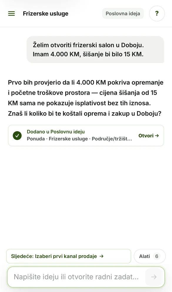 Assistente ICBL sul telefono: risposta su un salone di parrucchiere a Doboj