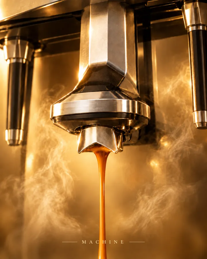 Post: espresso flowing from the machine