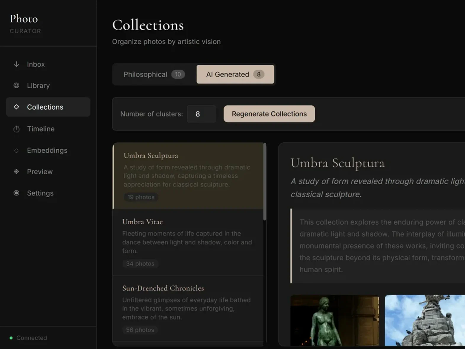 Smart AI Curator, dashboard za foto arhivu