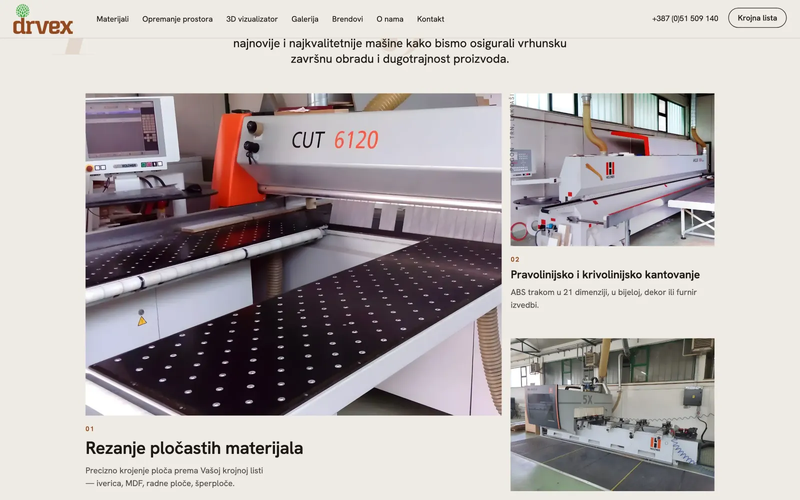 Drvex, pogon: rezanje pločastih materijala i kantovanje
