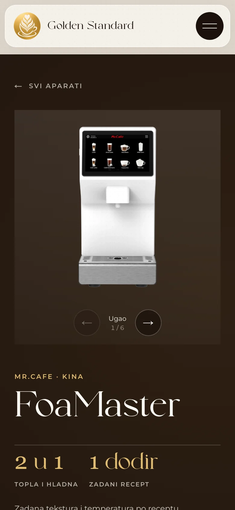 Golden Standard on mobile, FoaMaster machine
