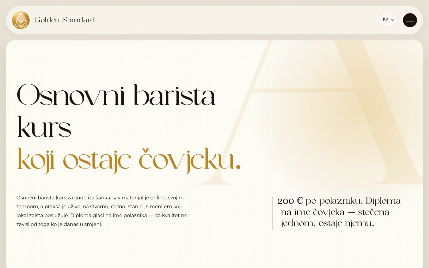 Detail: Academy, the basic barista course, theory with us and practice at your station