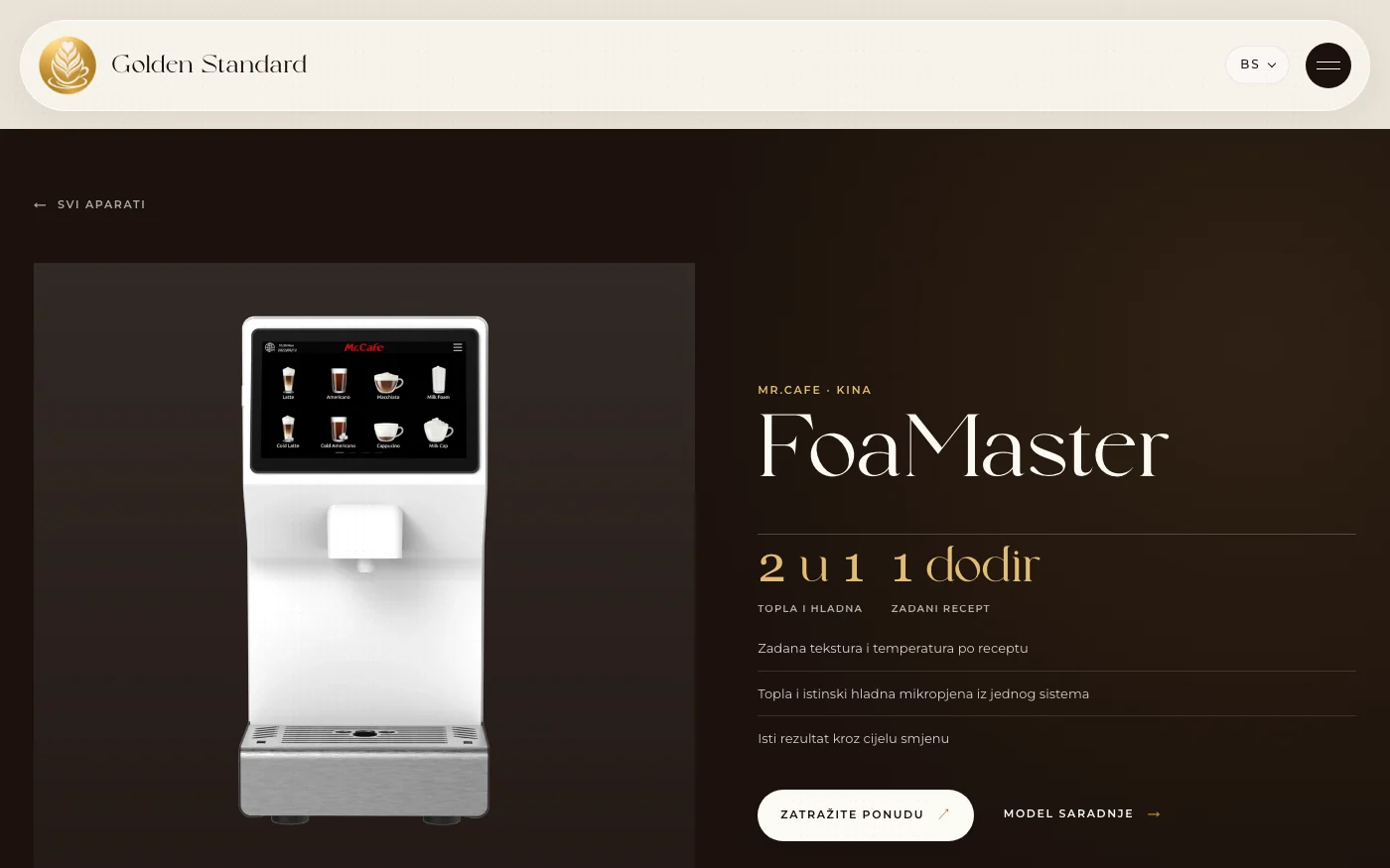 Detail: FoaMaster, 2 in 1, warm and cold microfoam from one system