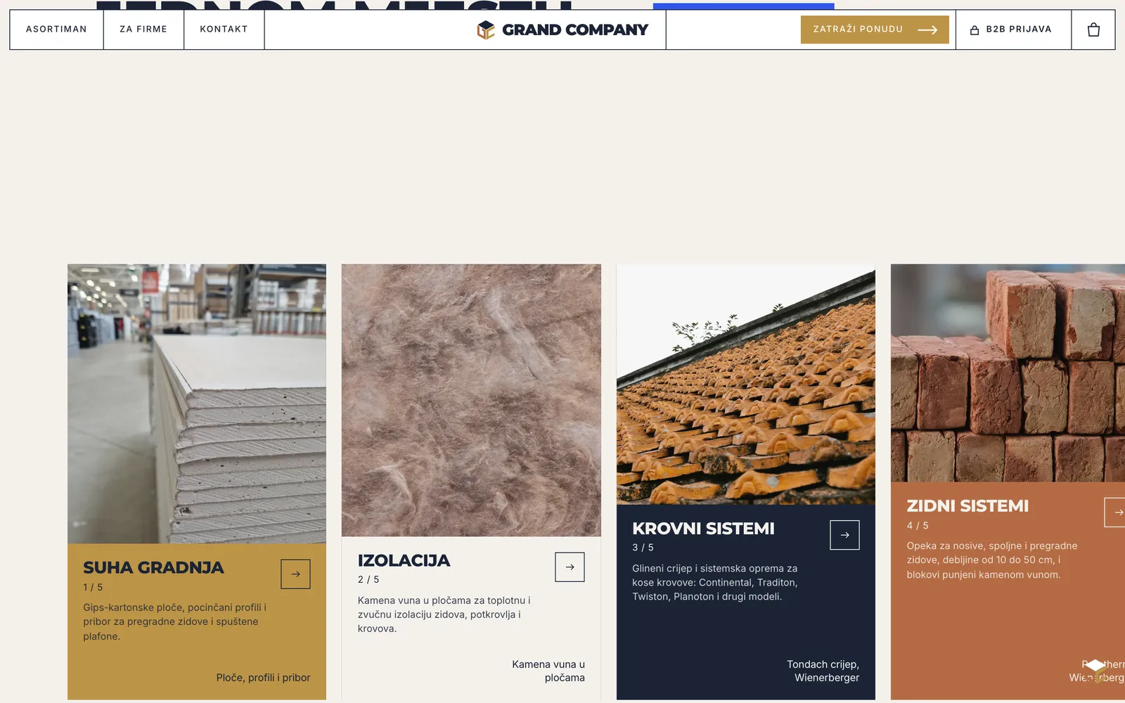 Grand Company, catalogo: costruzione a secco, isolamento, sistemi per tetti e murature