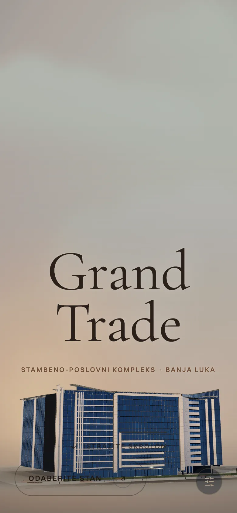 Grand Trade on mobile, homepage