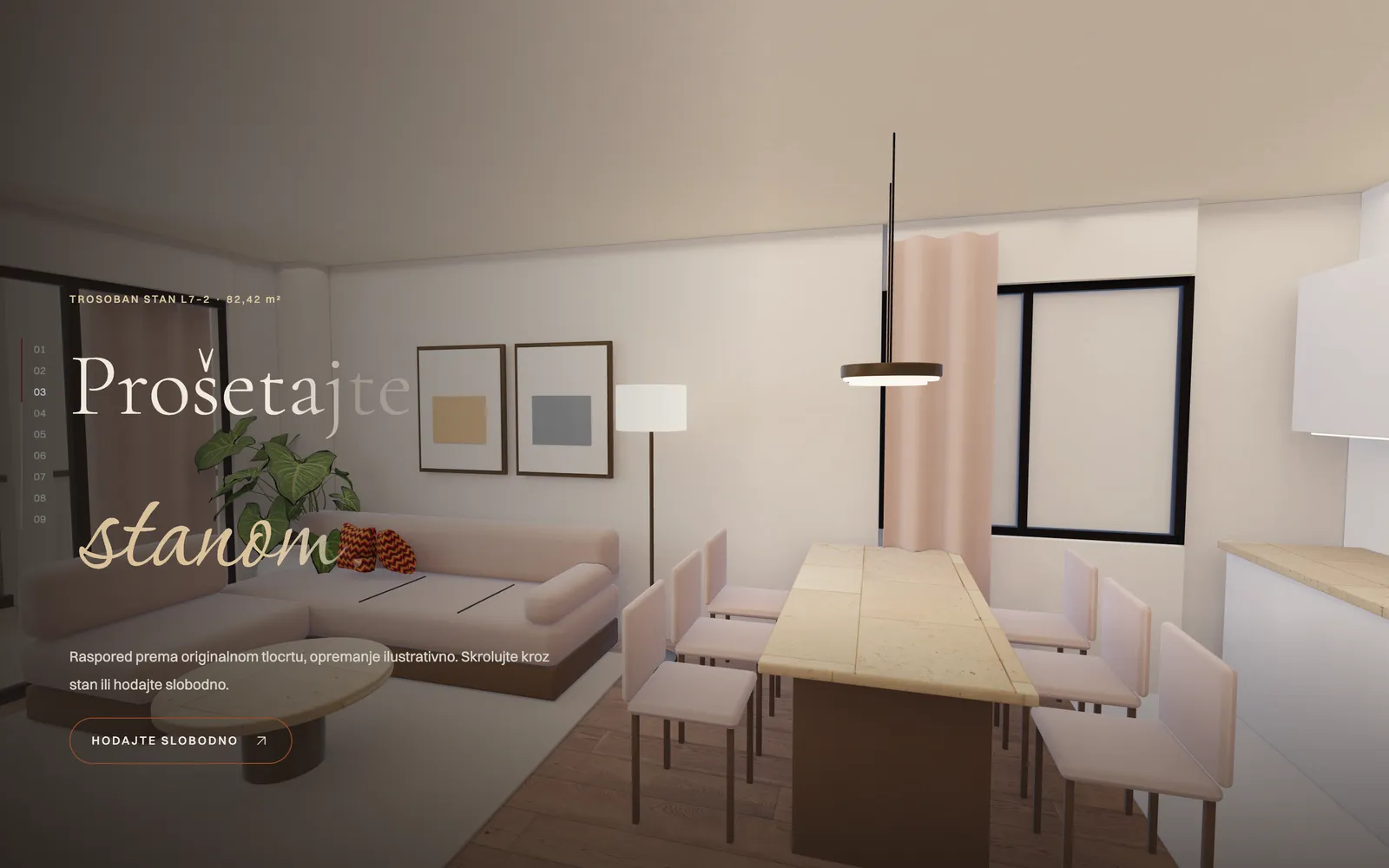 Grand Trade, a walkthrough of the three-room apartment L7–2