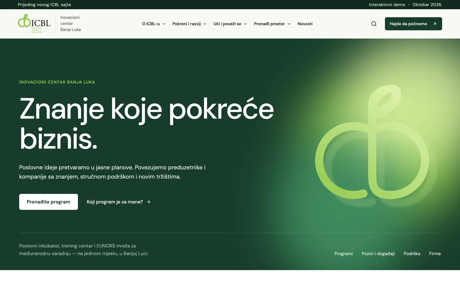 ICBL, homepage della proposta: conoscenza che muove il business