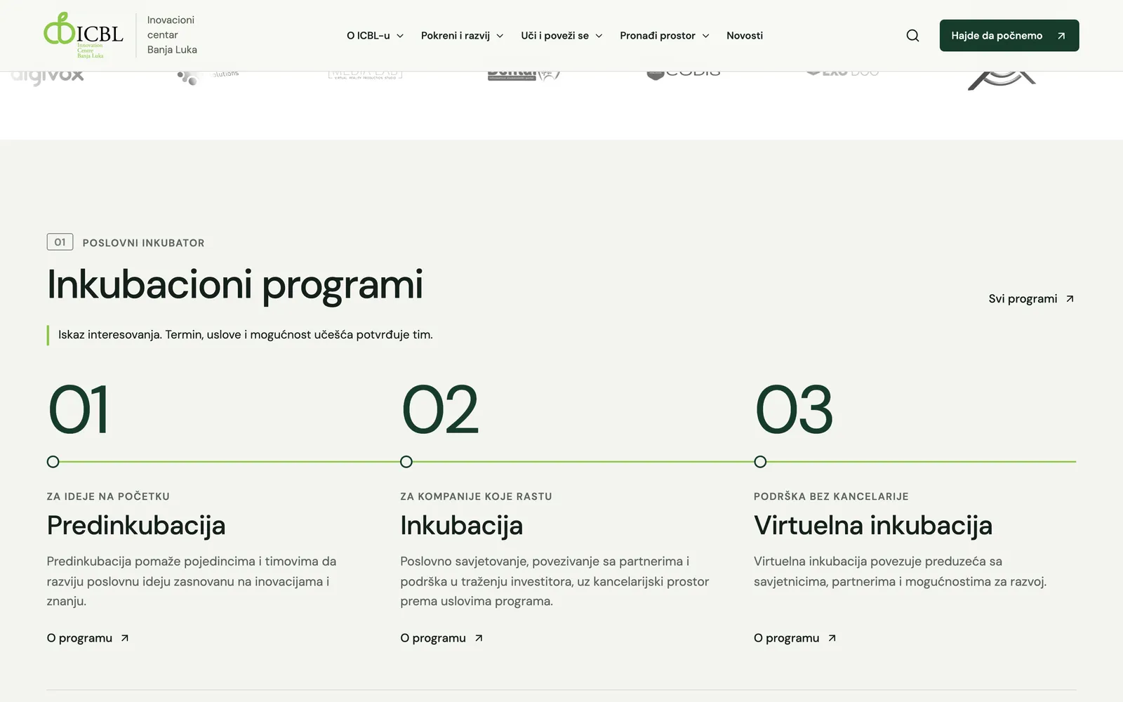 ICBL, programmi di incubazione: preincubazione, incubazione e incubazione virtuale