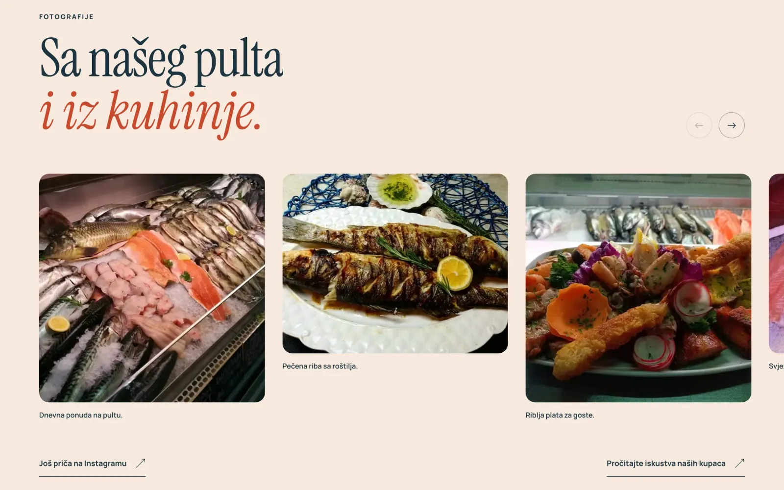 Ihtis, fotografije sa pulta i iz kuhinje