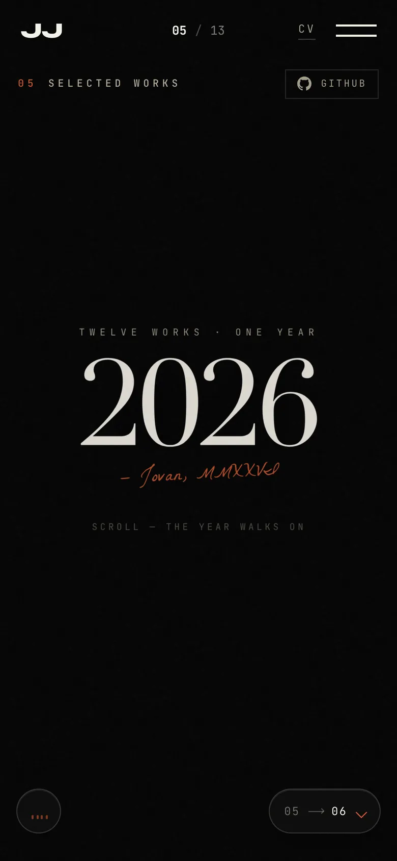 jjovan.com na telefonu, poglavlje 2026, dvanaest radova u jednoj godini