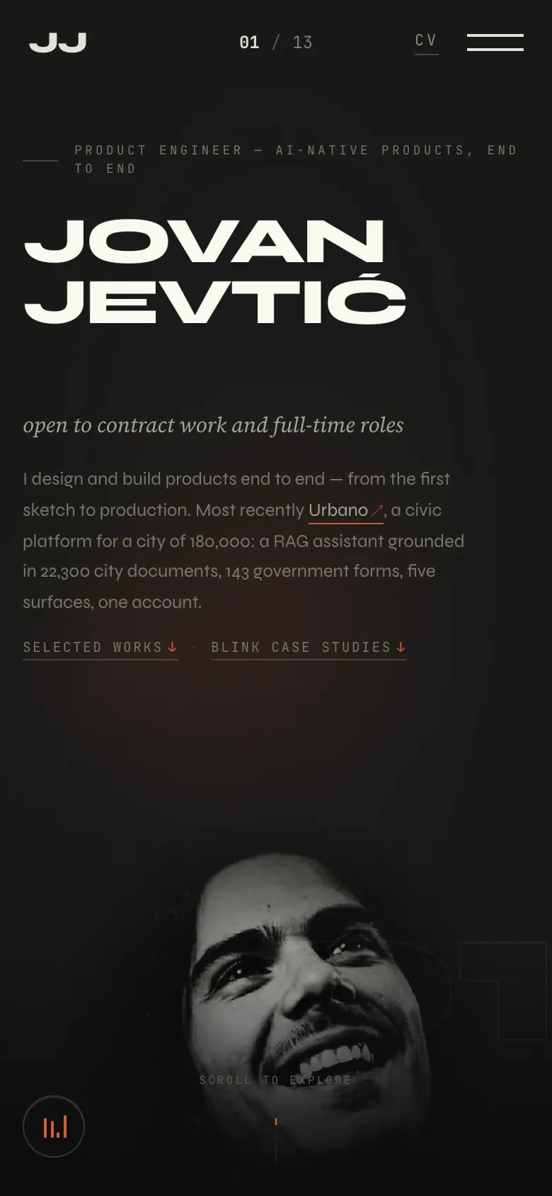 jjovan.com na telefonu, početni ekran
