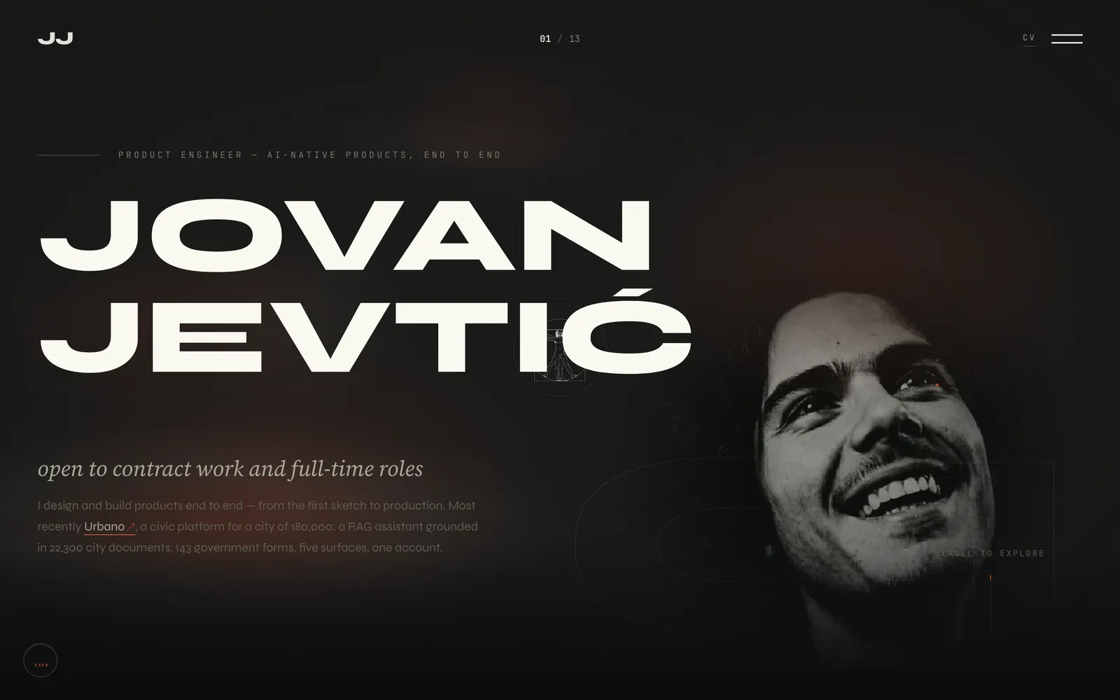 jjovan.com, početni ekran: Jovan Jevtić, product engineer