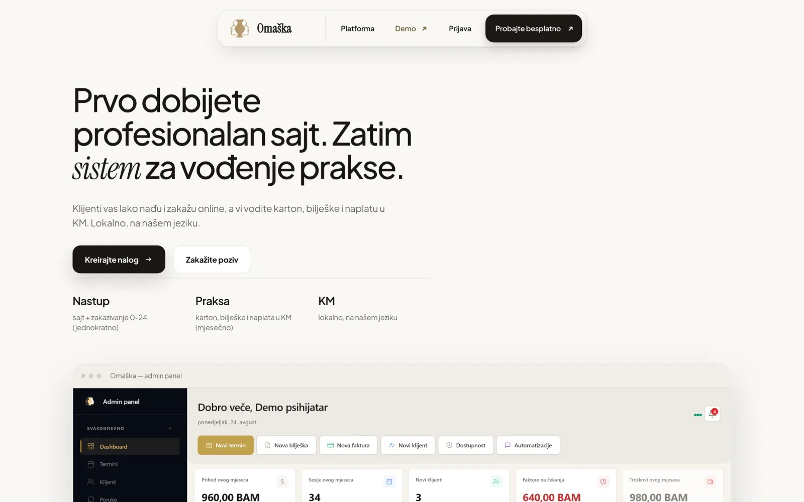 Omaška: prvo profesionalan sajt, zatim sistem za vođenje prakse