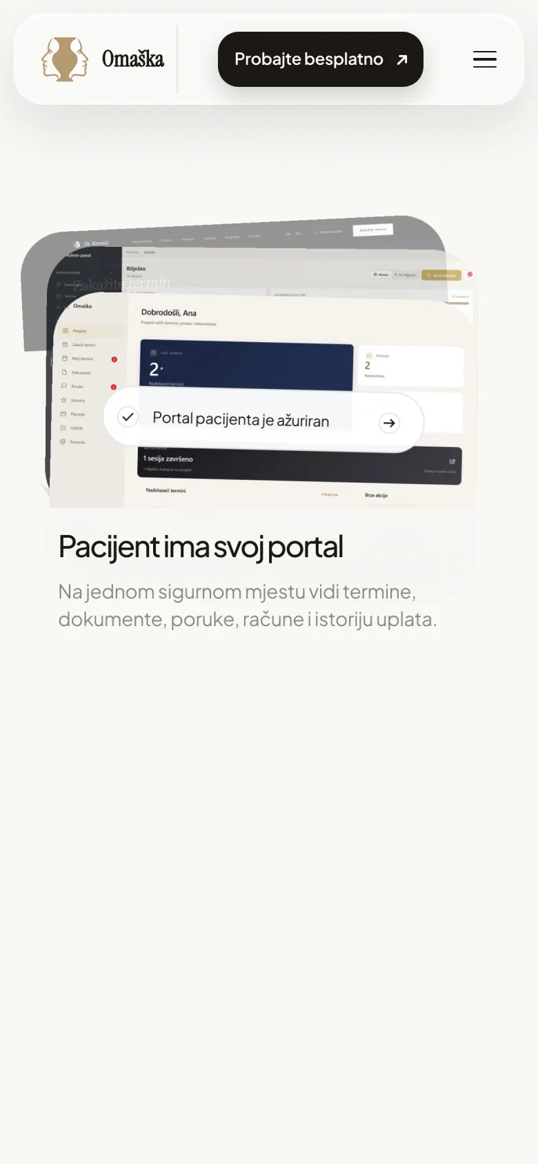 Omaška na telefonu, portal u kojem pacijent vidi svoje termine