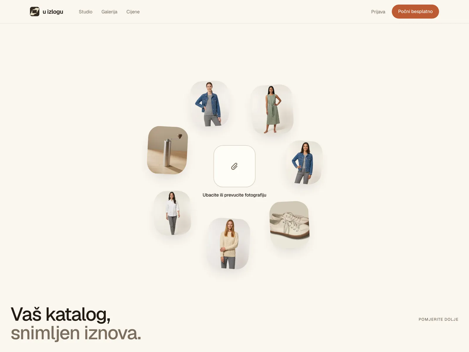 U izlogu, AI studio za fotografije artikala