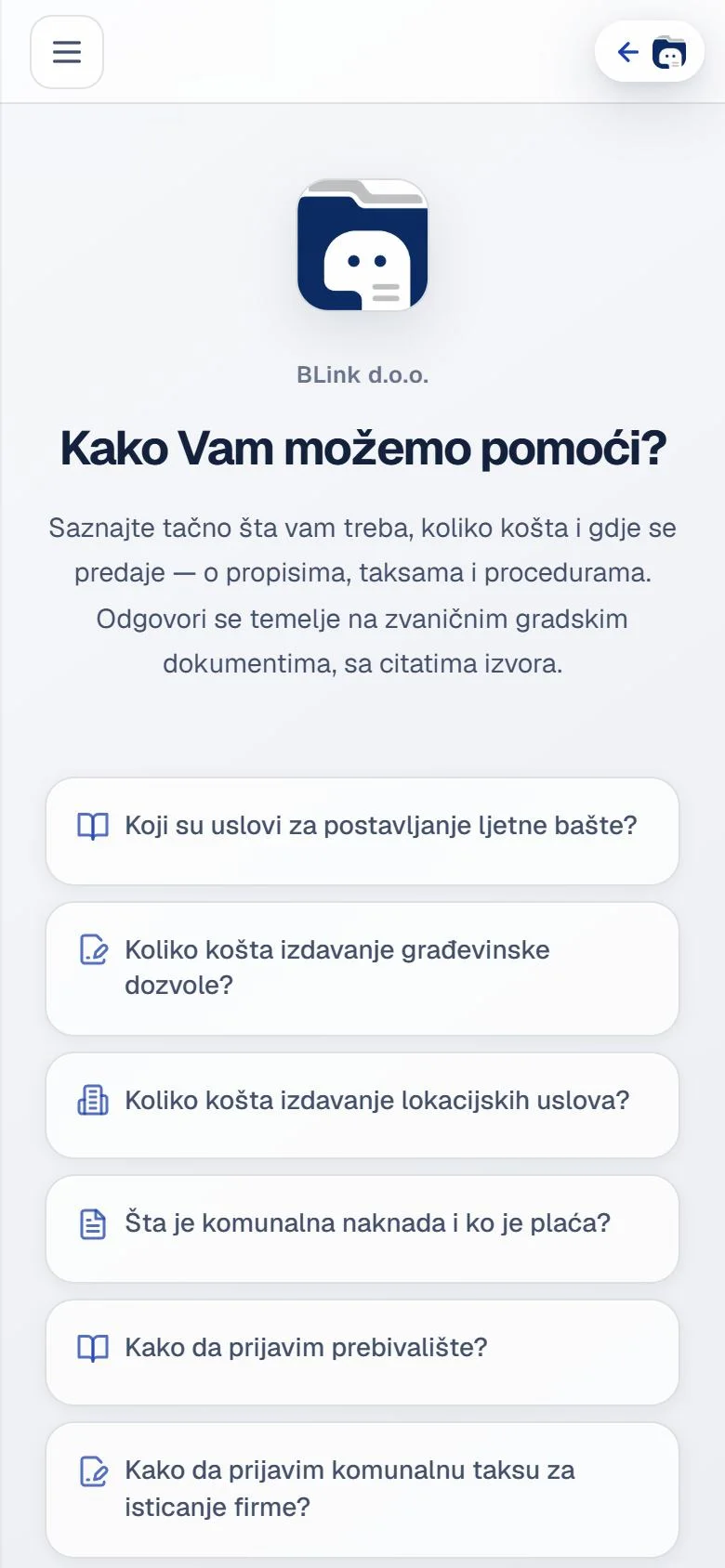 Urbano Asistent, pitanja o gradskoj administraciji