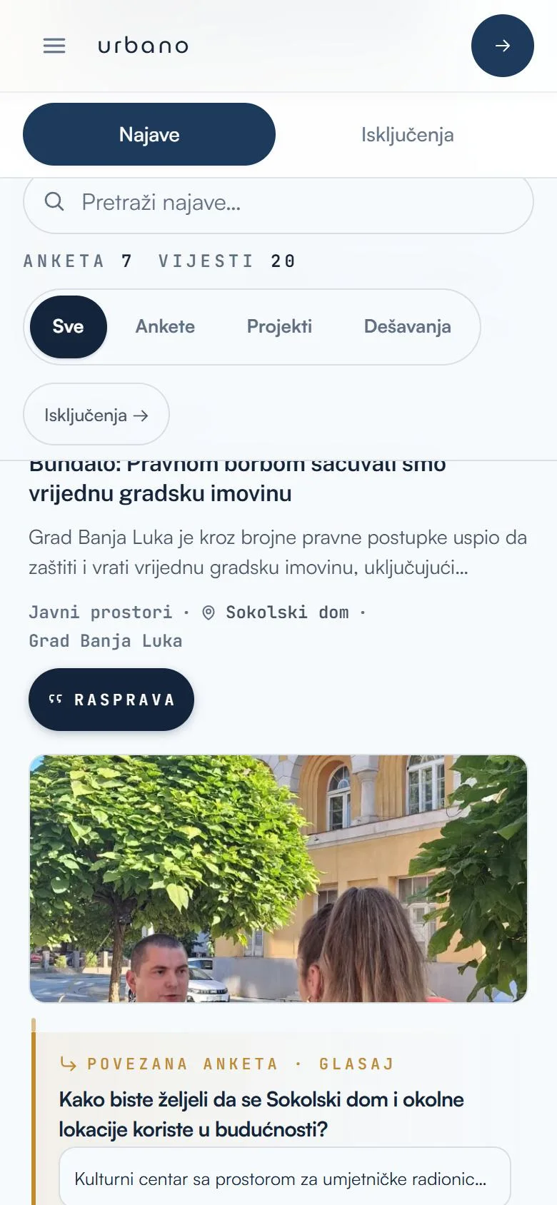 Urbano gradske najave i hronologija dešavanja