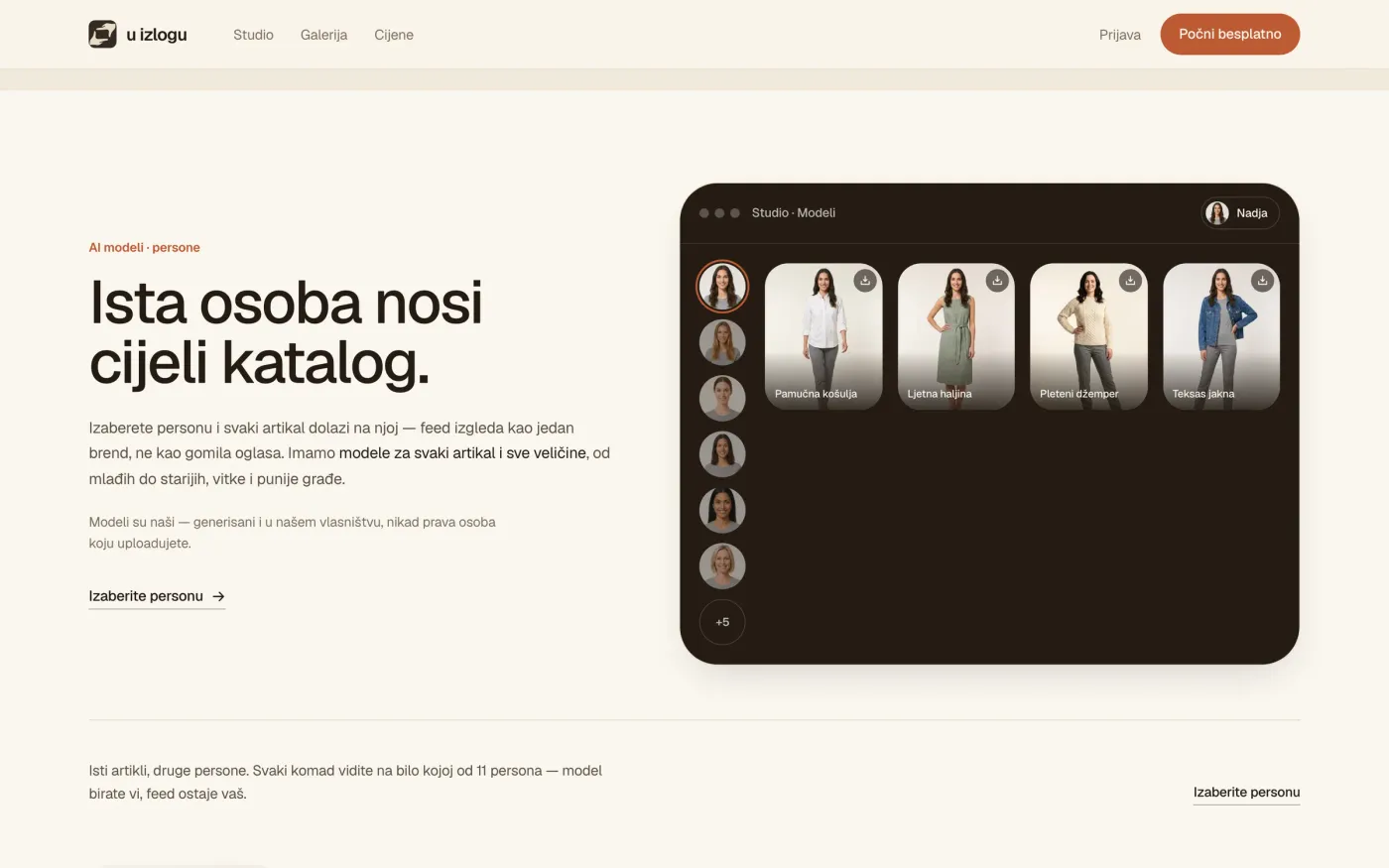 U izlogu, AI modeli za katalog