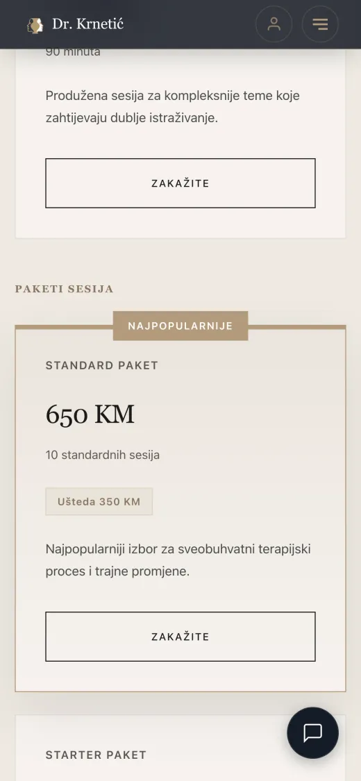 Paketi sesija na telefonu