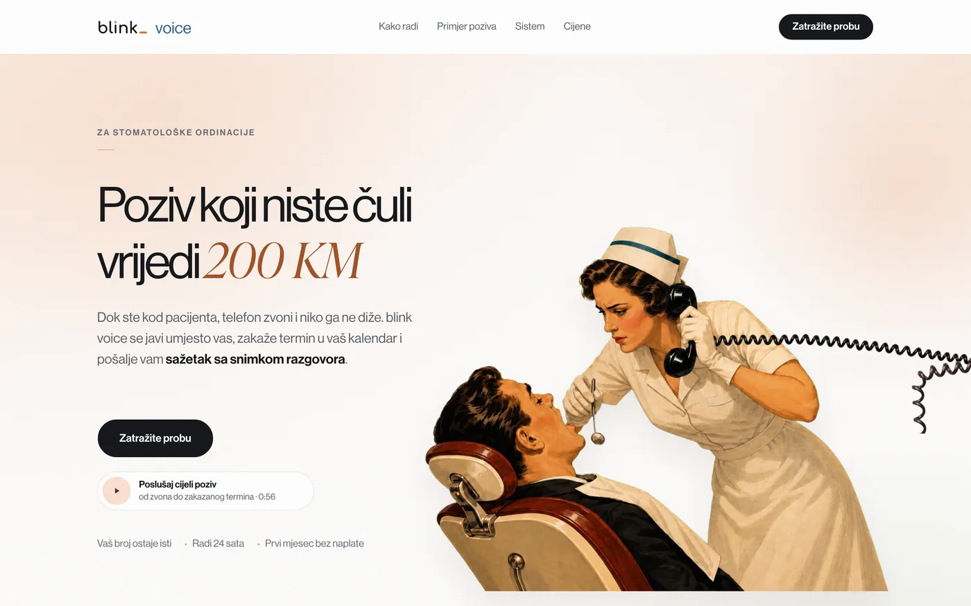 blink voice, telefonski asistent za ordinacije