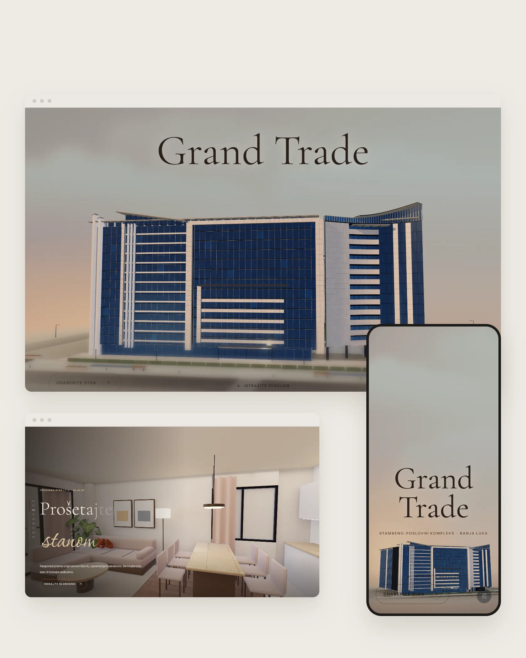 Grand Trade, complesso residenziale e commerciale in 3D con visita virtuale dell'appartamento