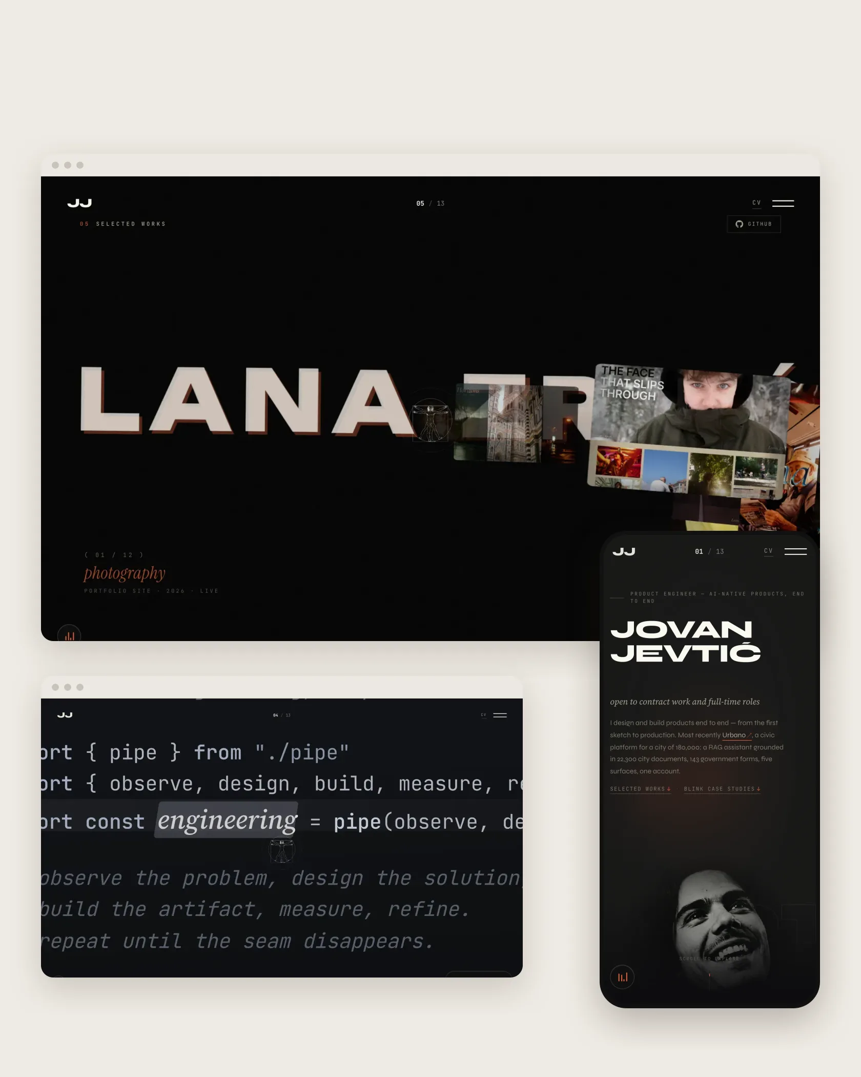 jjovan.com, kadrovi poglavlja ličnog sajta
