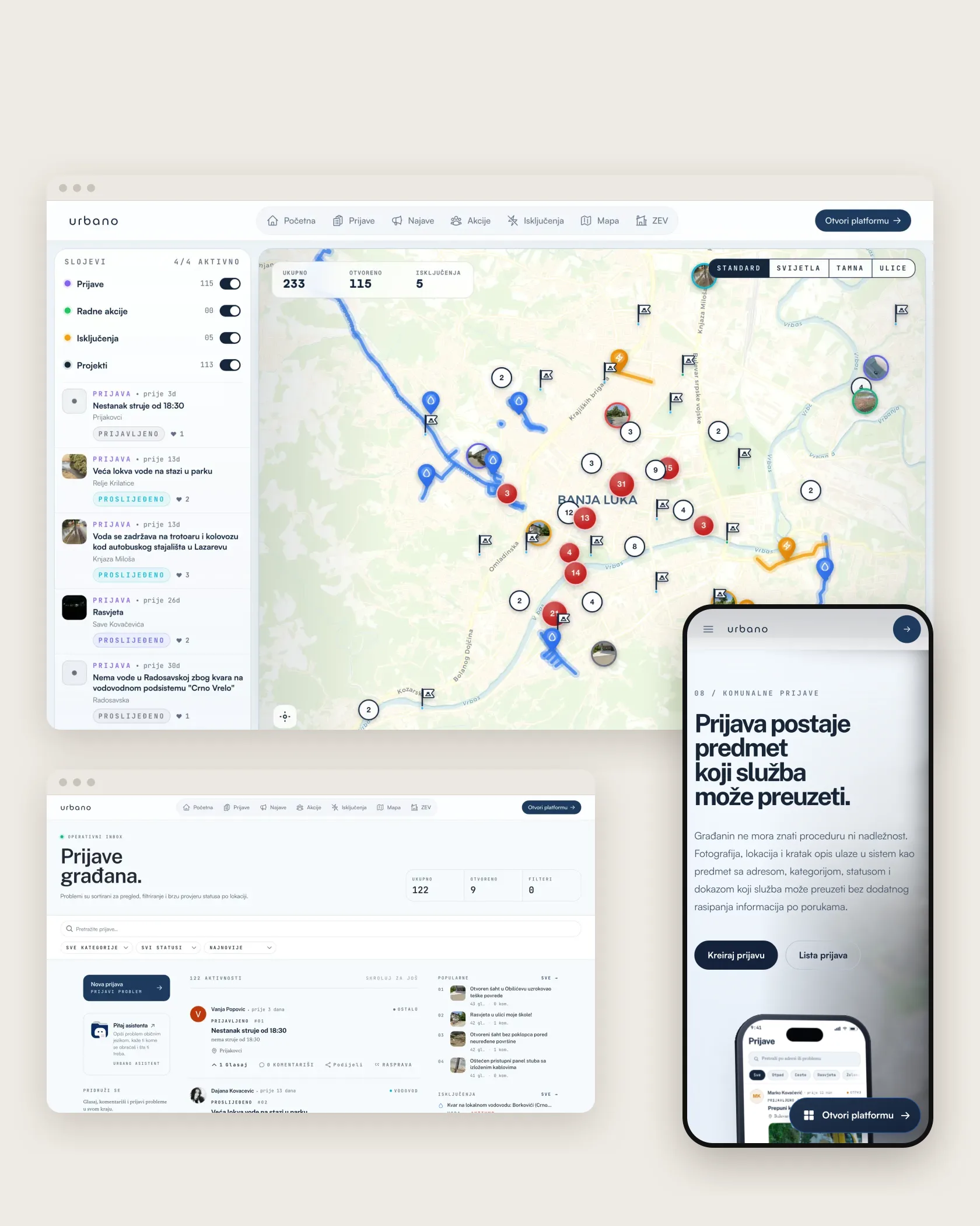 Urbano, mapa Banje Luke s prijavama građana